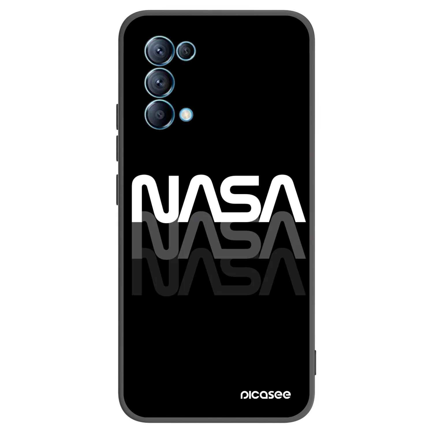 Picasee silikonowe czarne etui na OPPO Reno 5 5G - NASA Triple