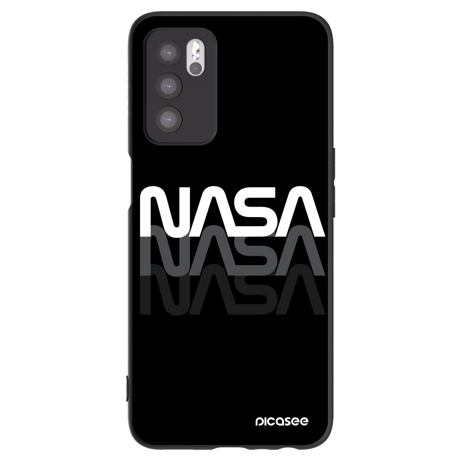 Picasee silikonowe czarne etui na OPPO A16 - NASA Triple