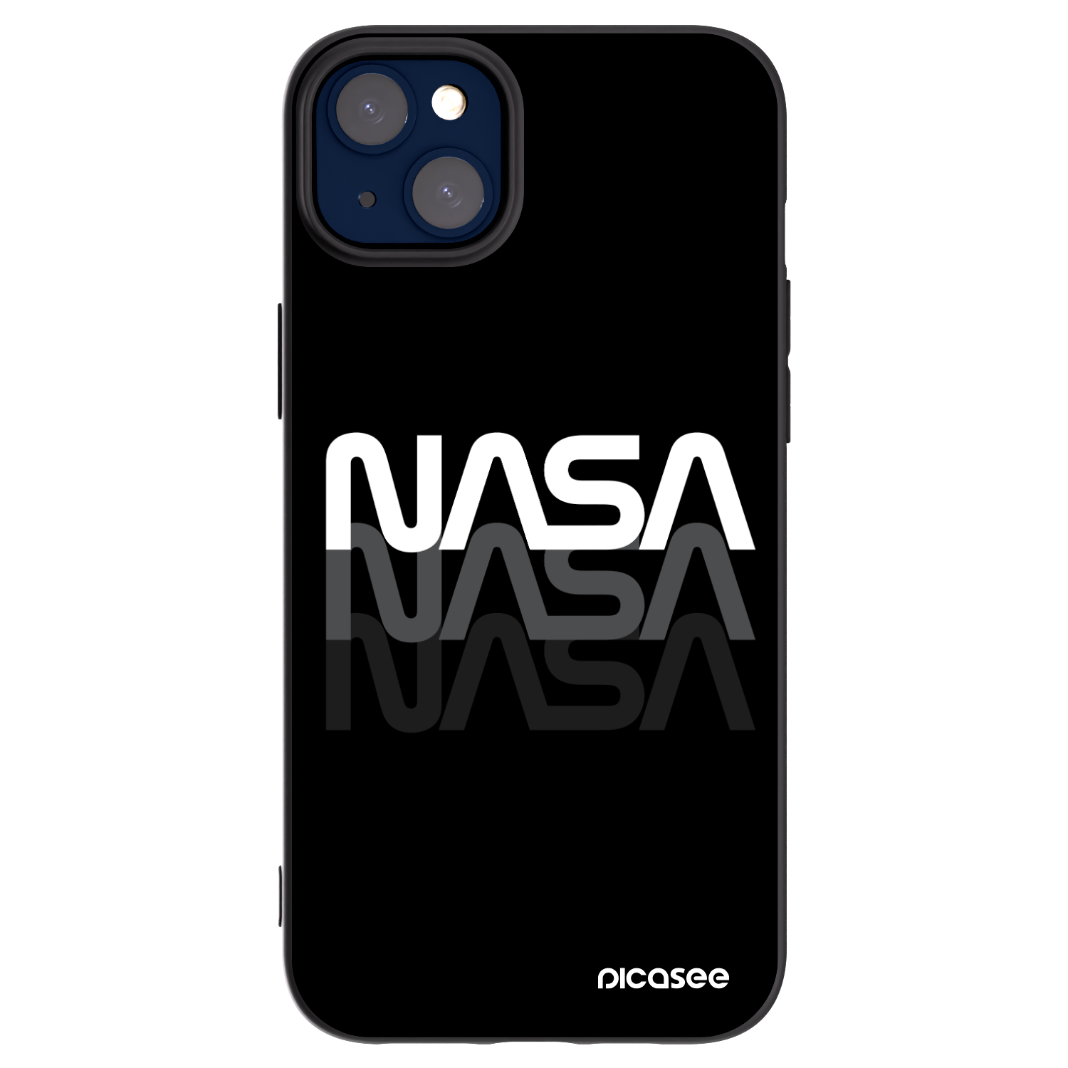 Picasee silikonowe czarne etui na Apple iPhone 14 Plus - NASA Triple