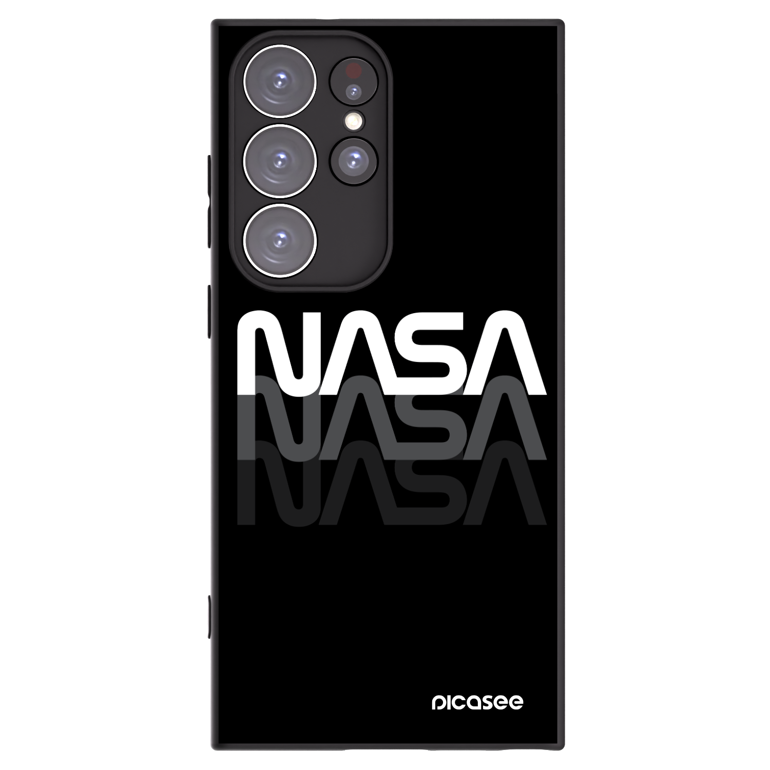 Picasee silikonowe czarne etui na Samsung Galaxy S23 Ultra 5G - NASA Triple