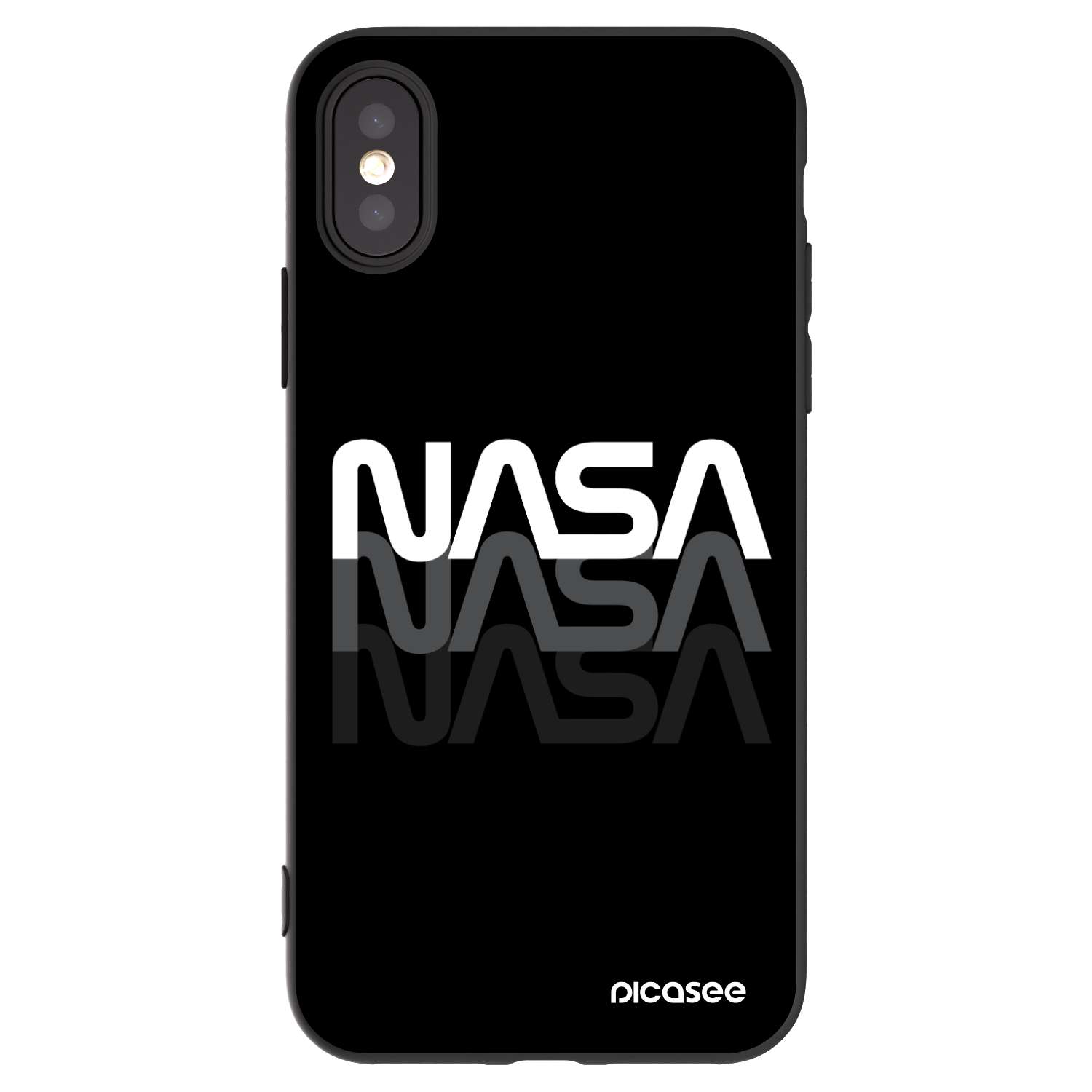 Picasee silikonowe czarne etui na Apple iPhone X/XS - NASA Triple