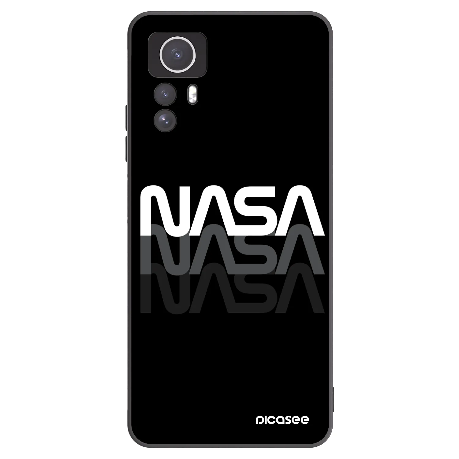 Picasee silikonowe czarne etui na Xiaomi Redmi Note 12S - NASA Triple