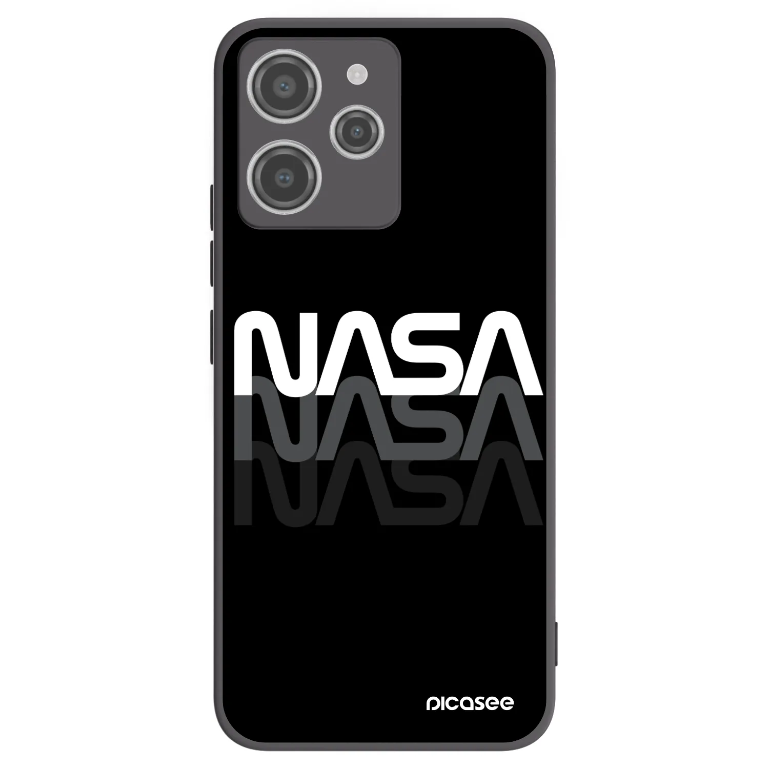 Picasee silikonowe czarne etui na Xiaomi Redmi 12 4G - NASA Triple