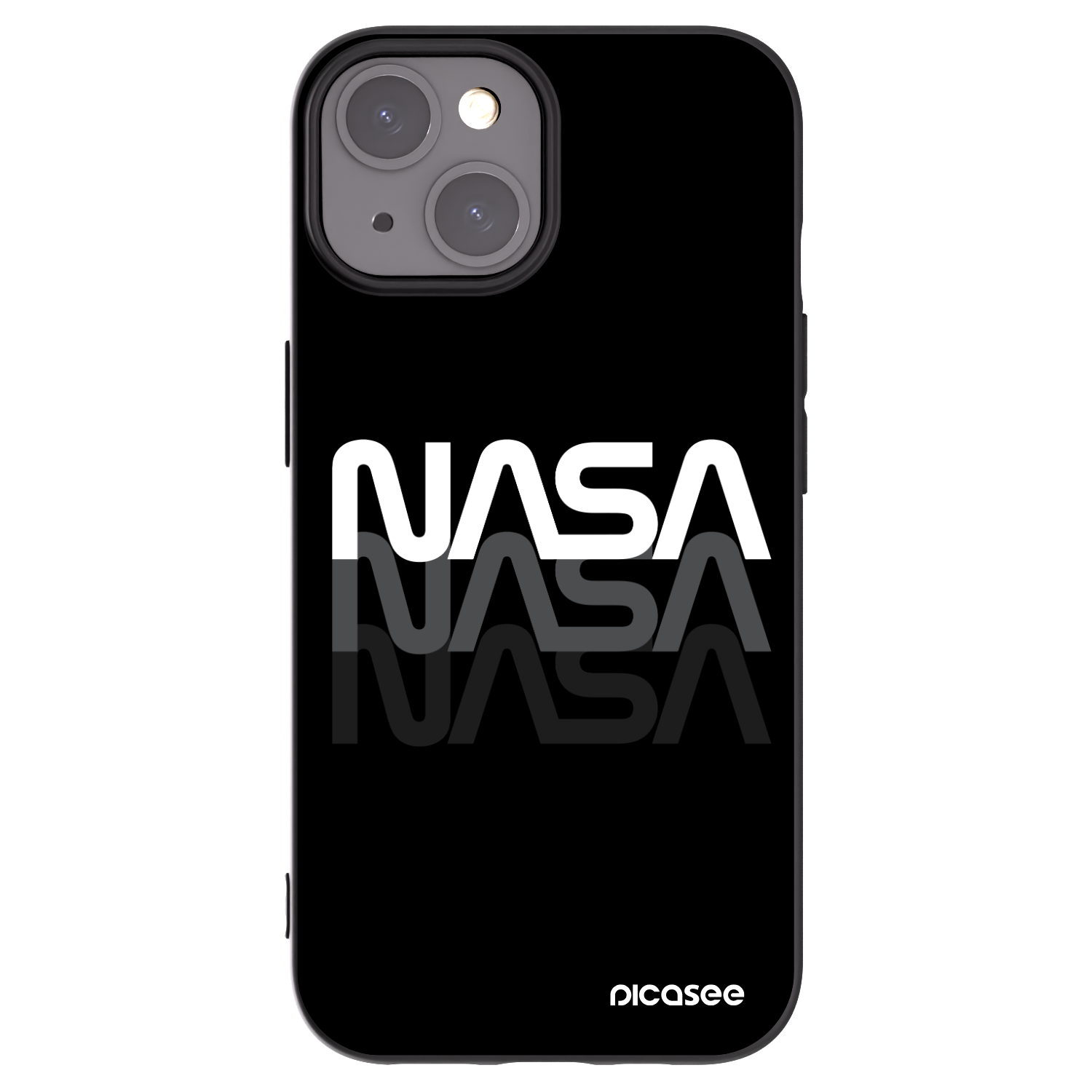 Picasee silikonowe czarne etui na Apple iPhone 15 - NASA Triple
