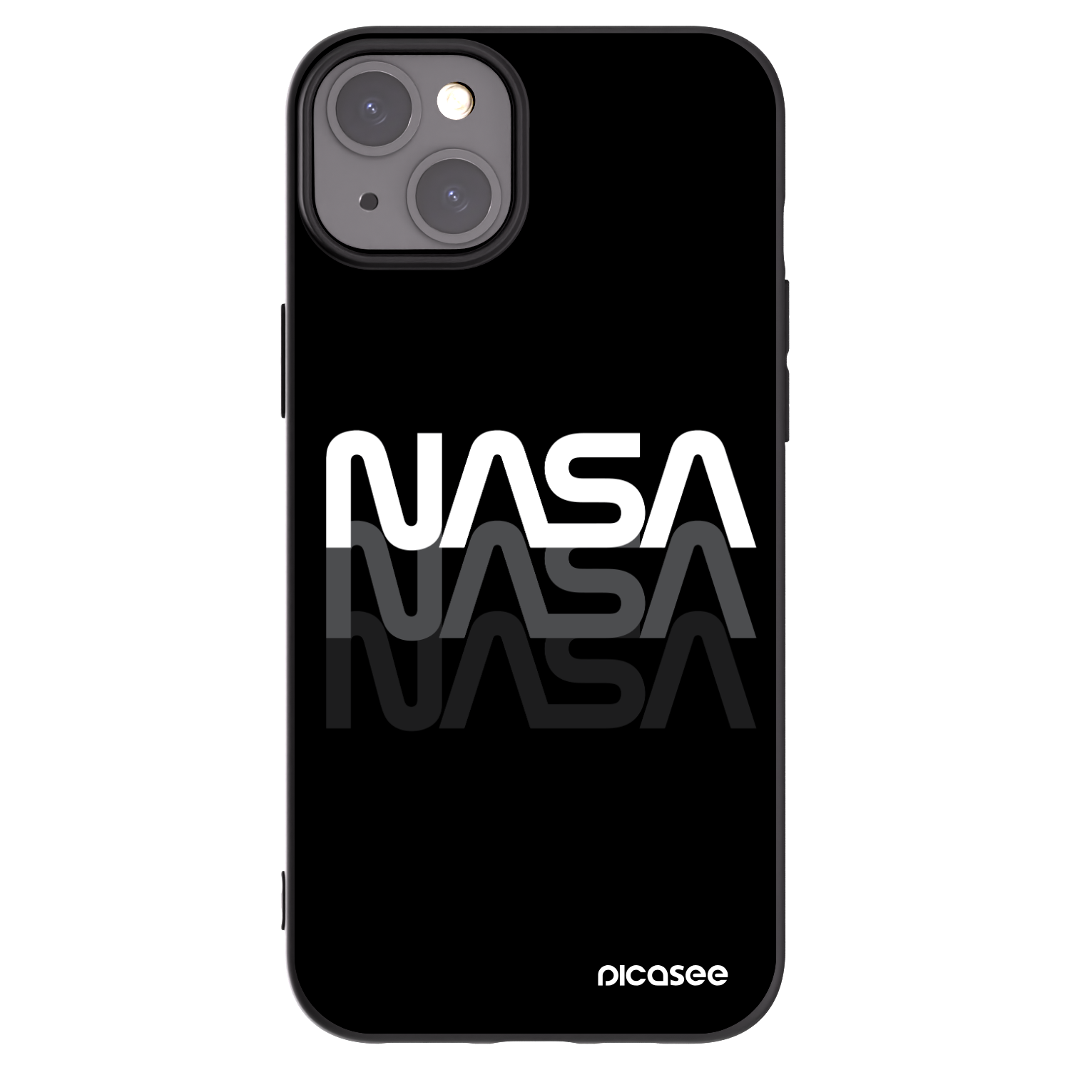 Picasee silikonowe czarne etui na Apple iPhone 15 Plus - NASA Triple