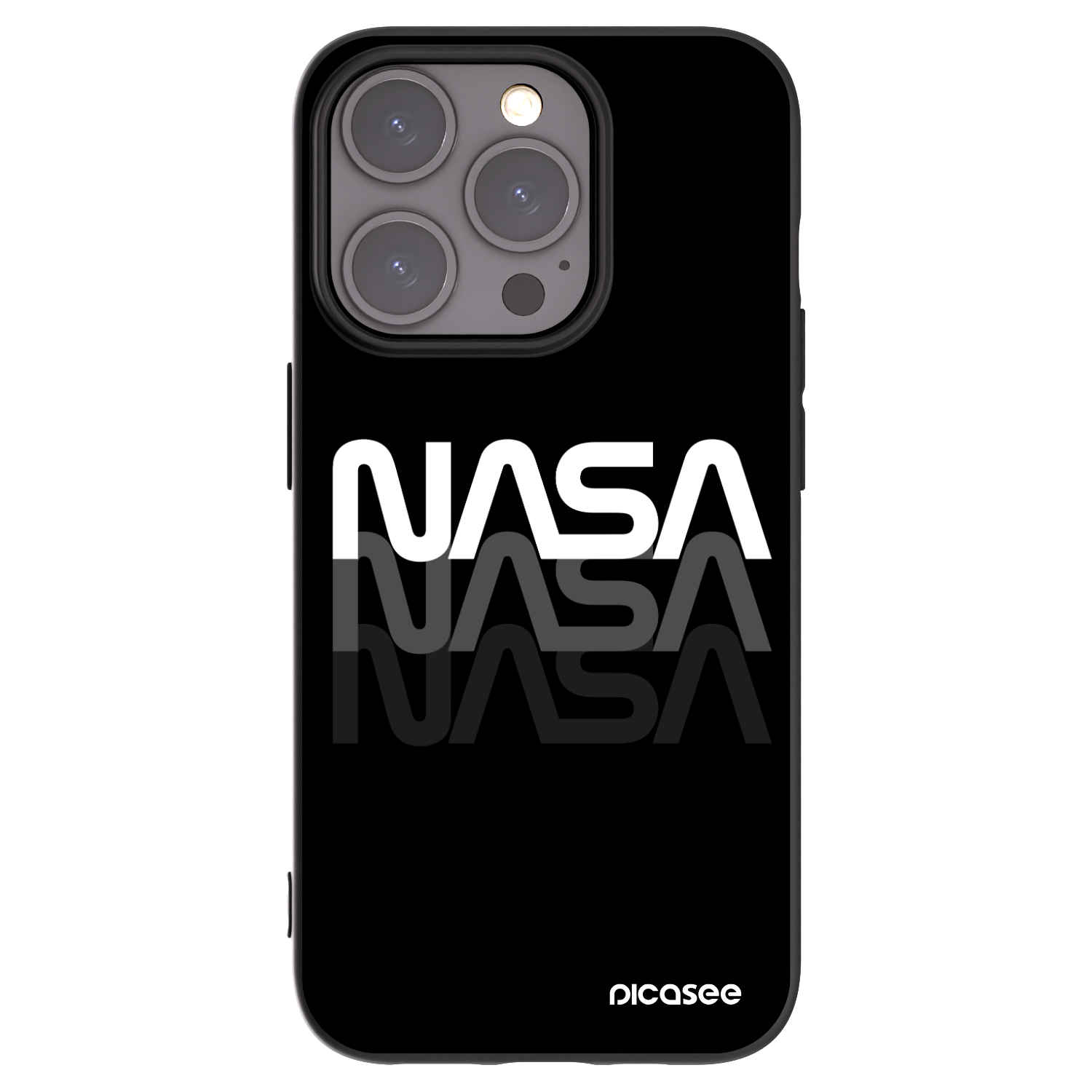Picasee silikonowe czarne etui na Apple iPhone 15 Pro - NASA Triple