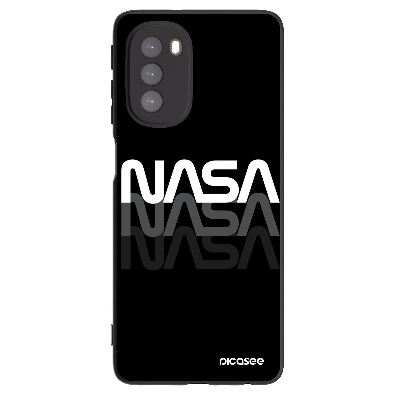 Picasee silikonowe czarne etui na Motorola Moto G51 - NASA Triple