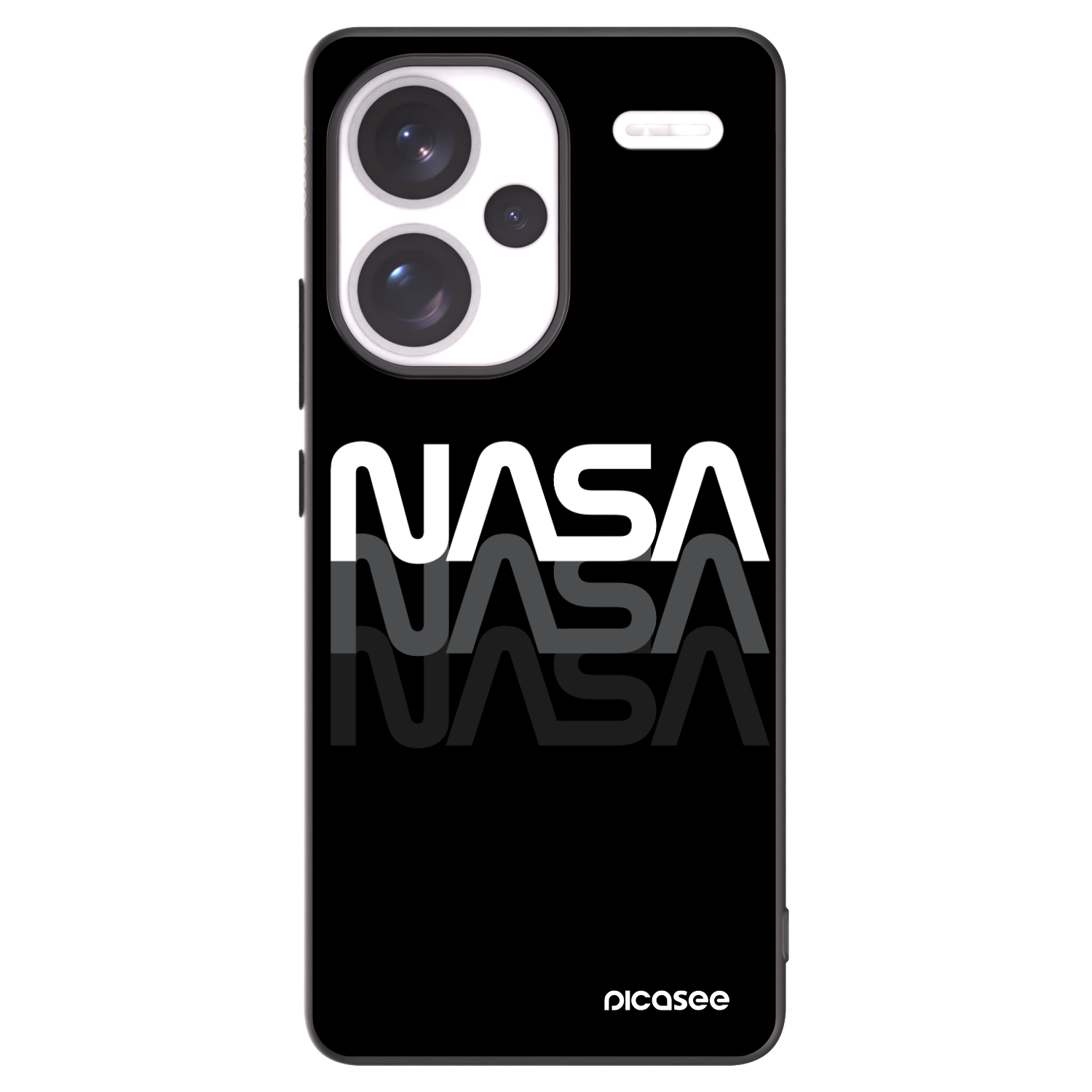 Picasee silikonowe czarne etui na Xiaomi Redmi Note 13 Pro+ 5G - NASA Triple