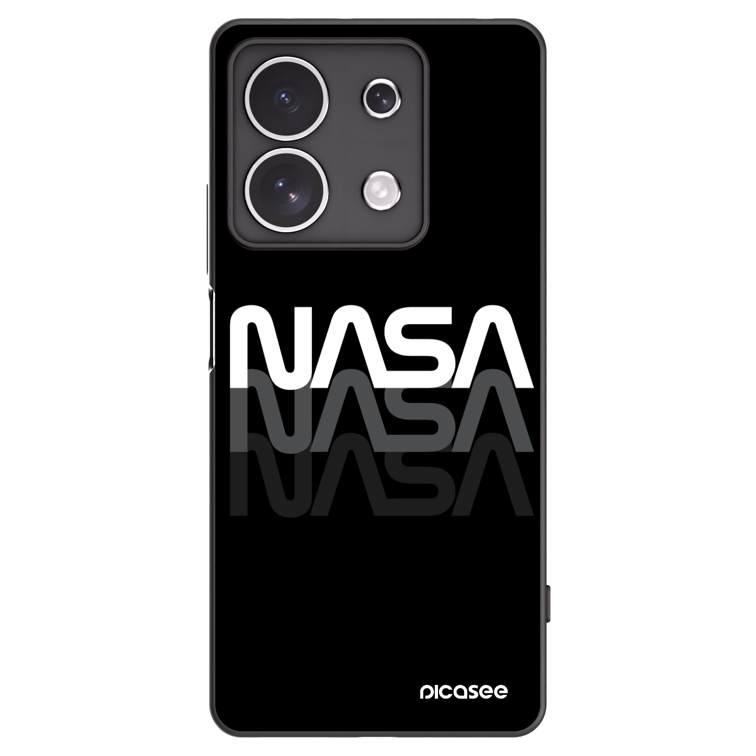 Picasee silikonowe czarne etui na Xiaomi Redmi Note 13 4G - NASA Triple
