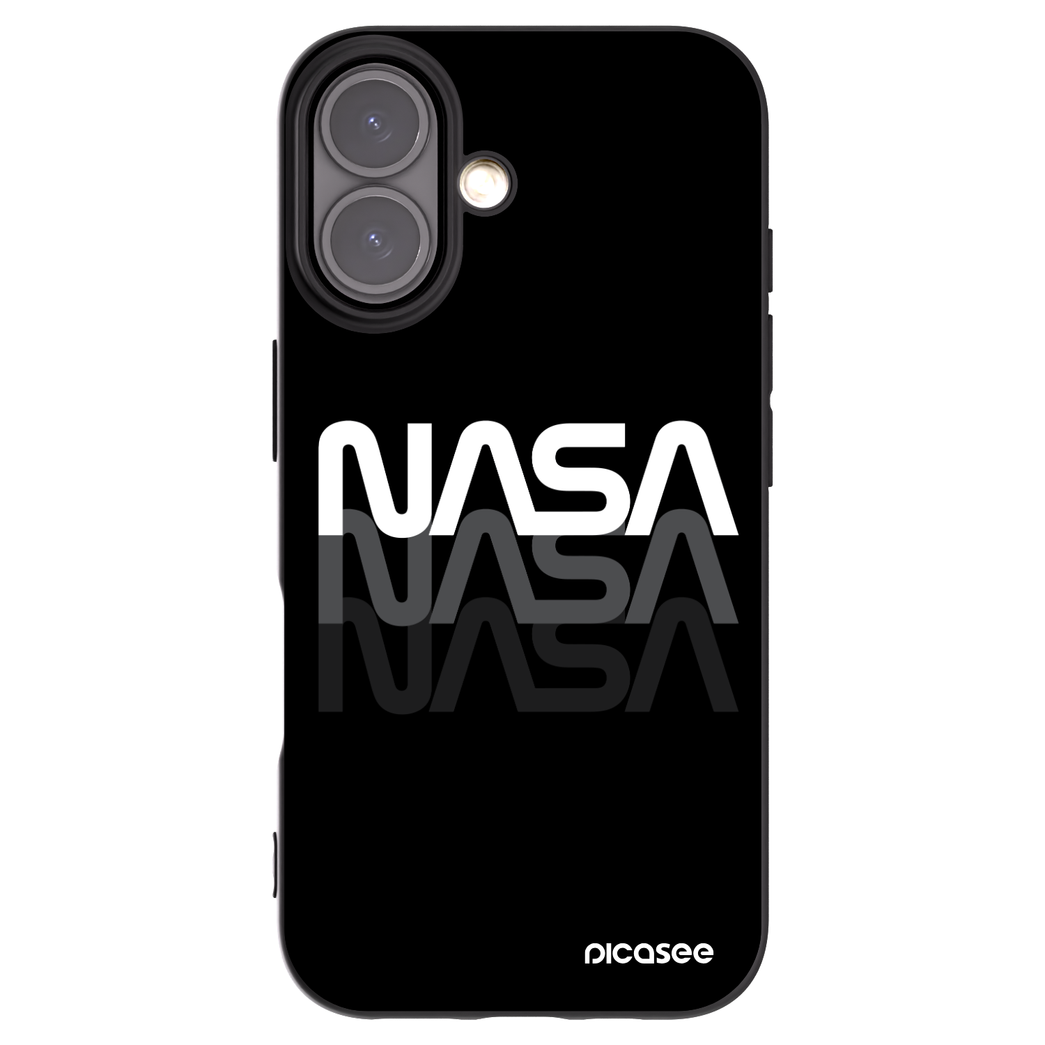 Picasee silikonowe czarne etui na Apple iPhone 16 - NASA Triple
