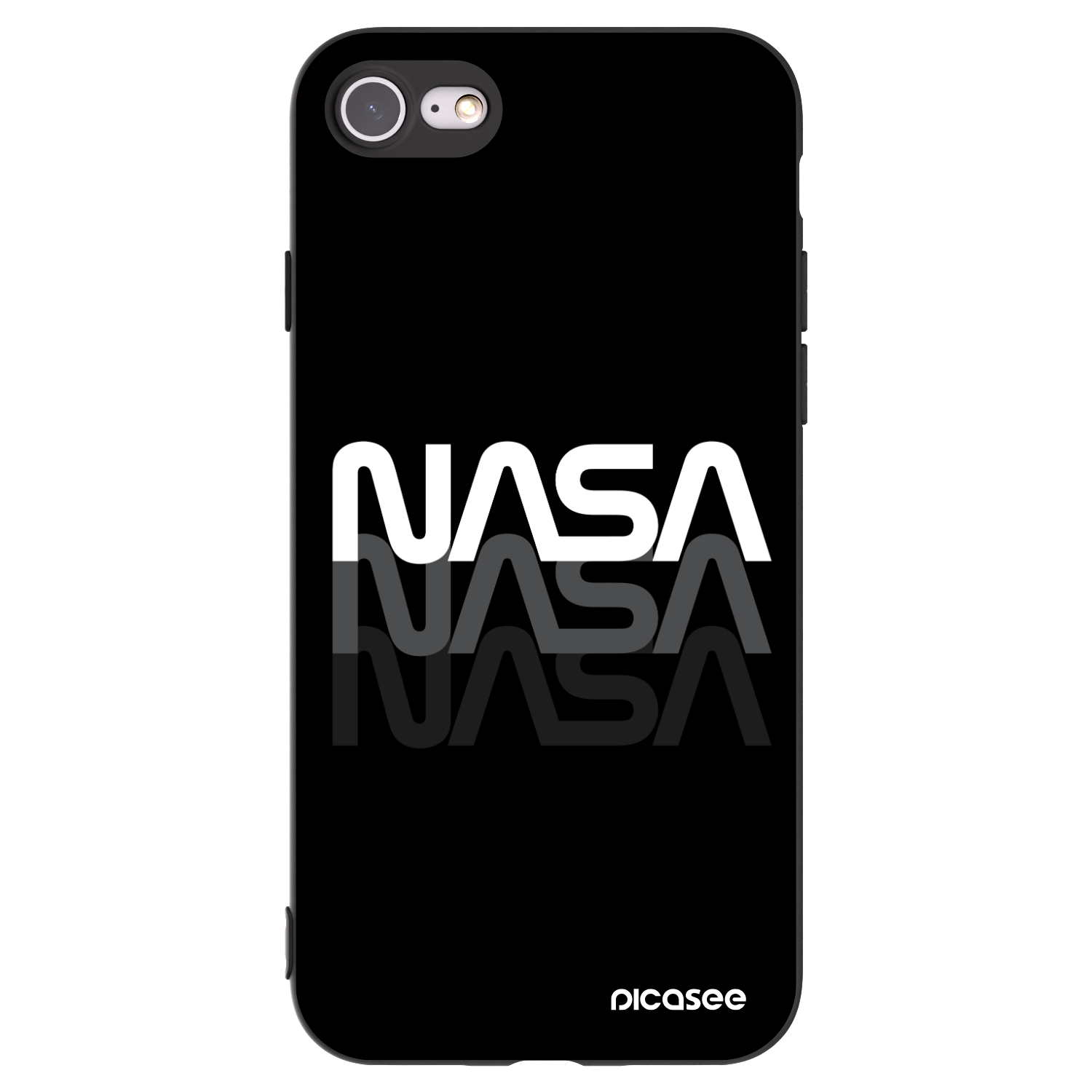 Picasee silikonowe czarne etui na Apple iPhone 8 - NASA Triple