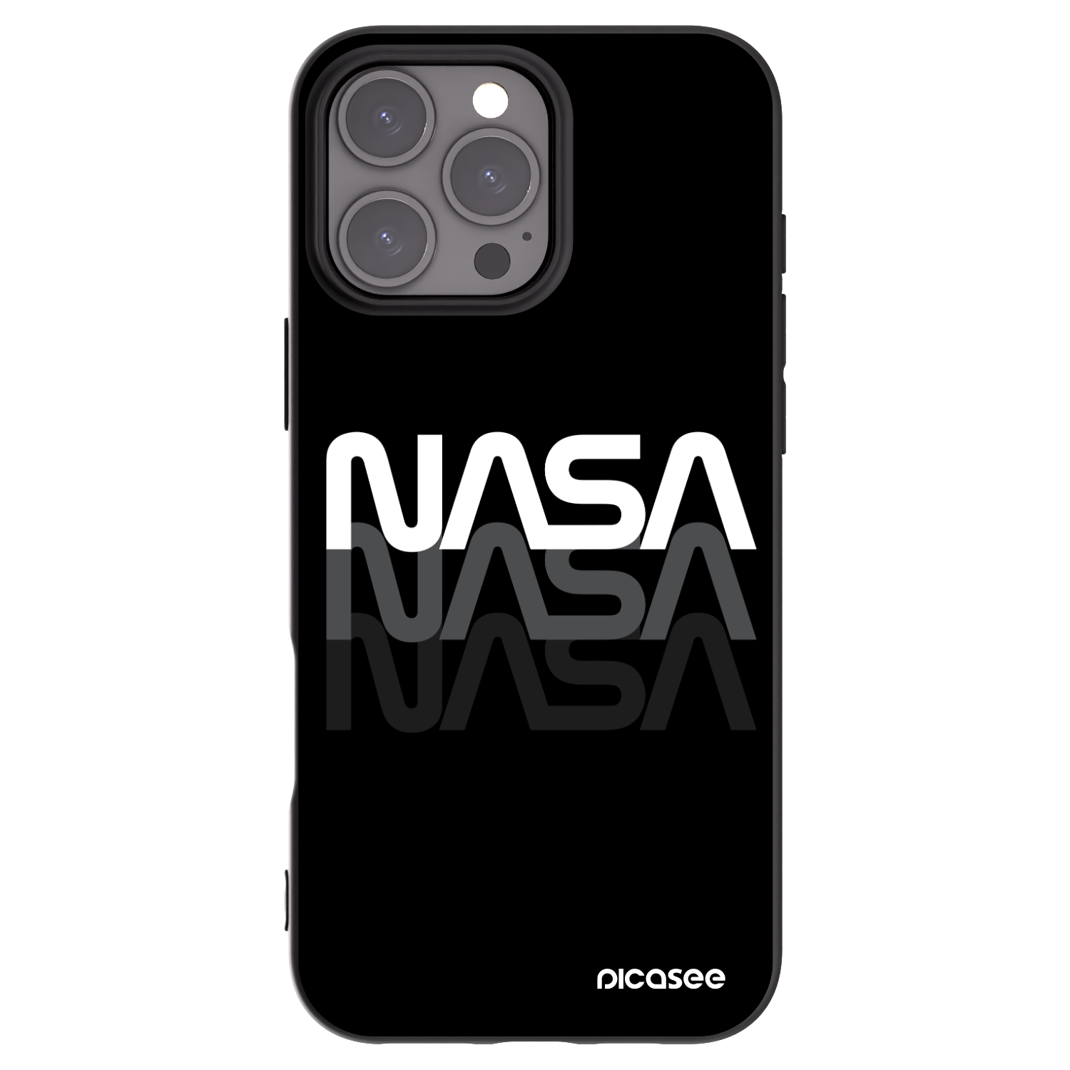 Picasee silikonowe czarne etui na Apple iPhone 16 Pro Max - NASA Triple
