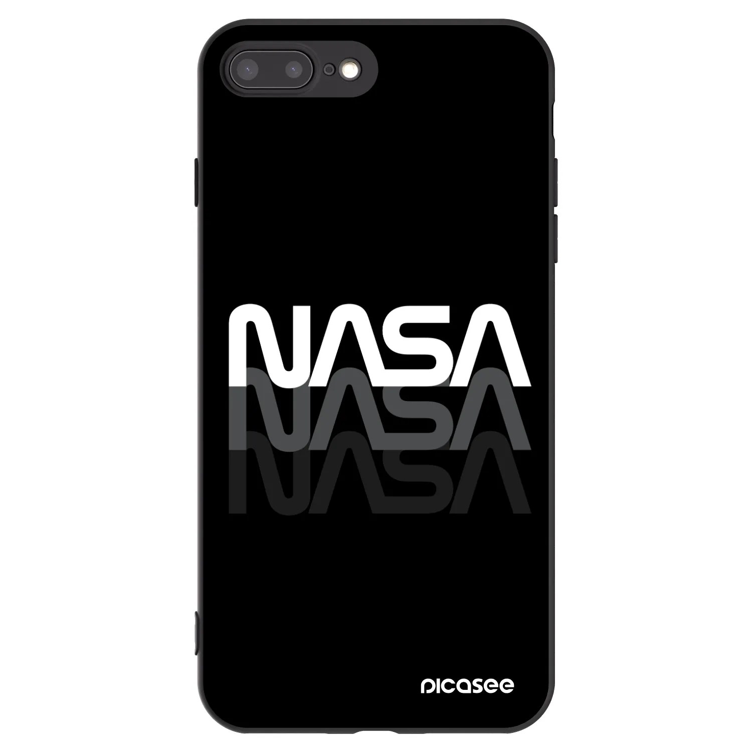 Picasee silikonowe czarne etui na Apple iPhone 8 Plus - NASA Triple