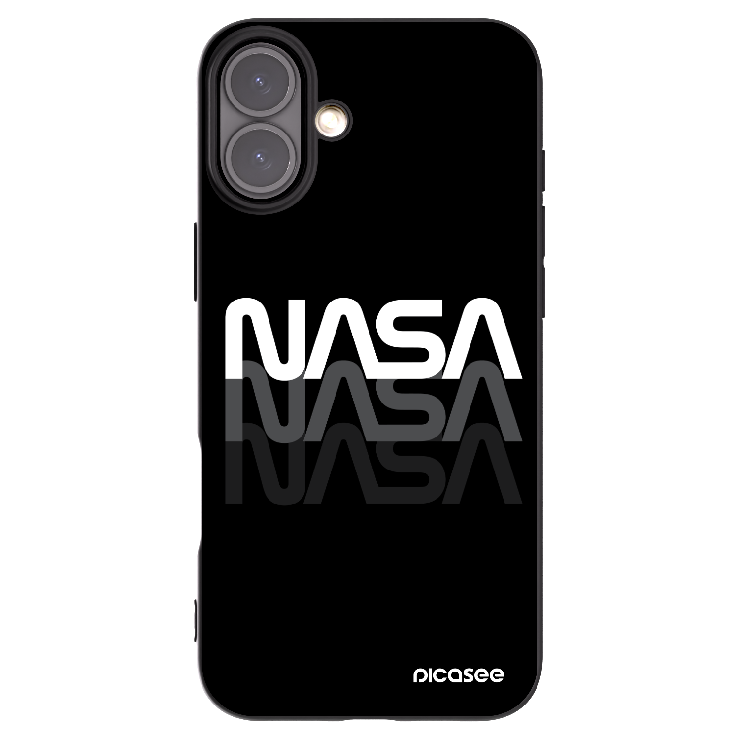 Picasee silikonowe czarne etui na Apple iPhone 16 Plus - NASA Triple