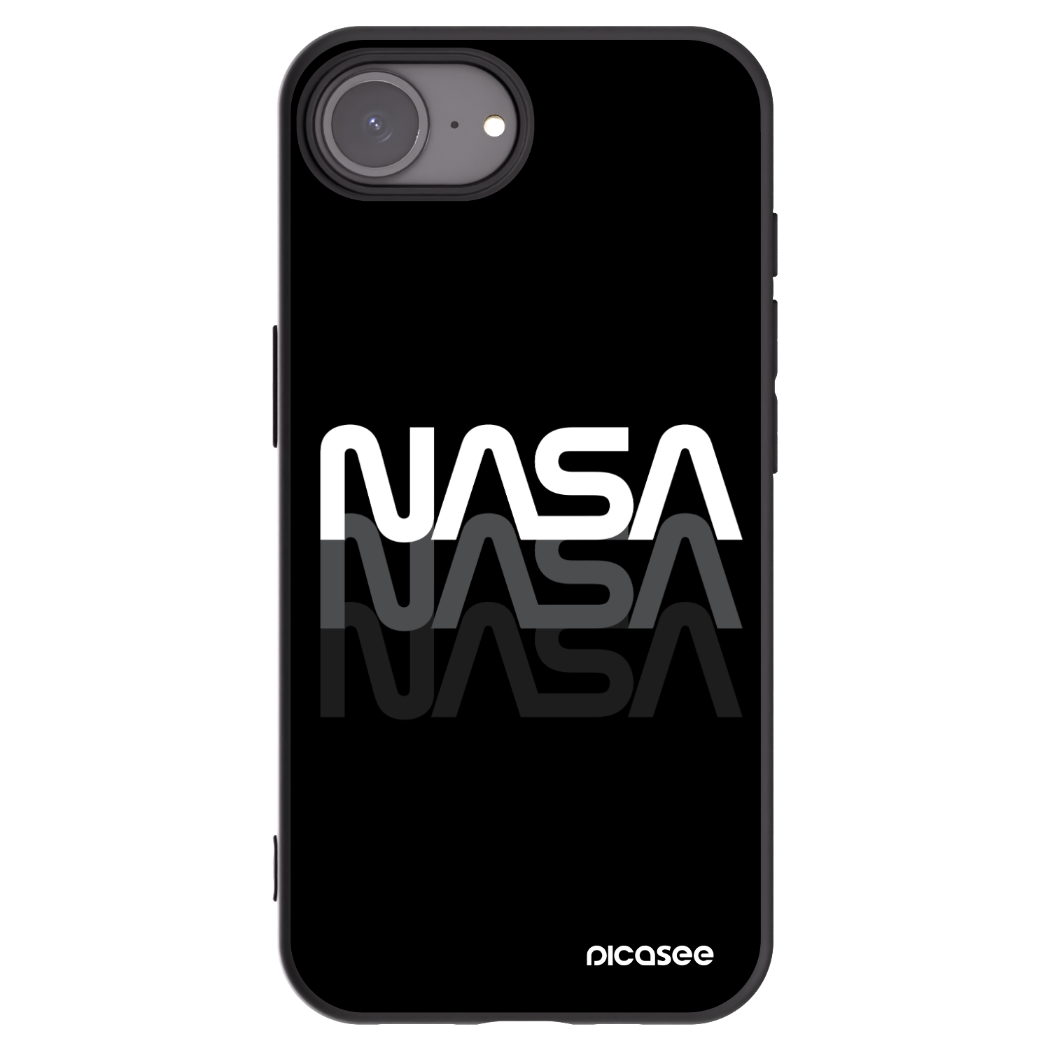 Picasee silikonowe czarne etui na Apple iPhone 16e - NASA Triple