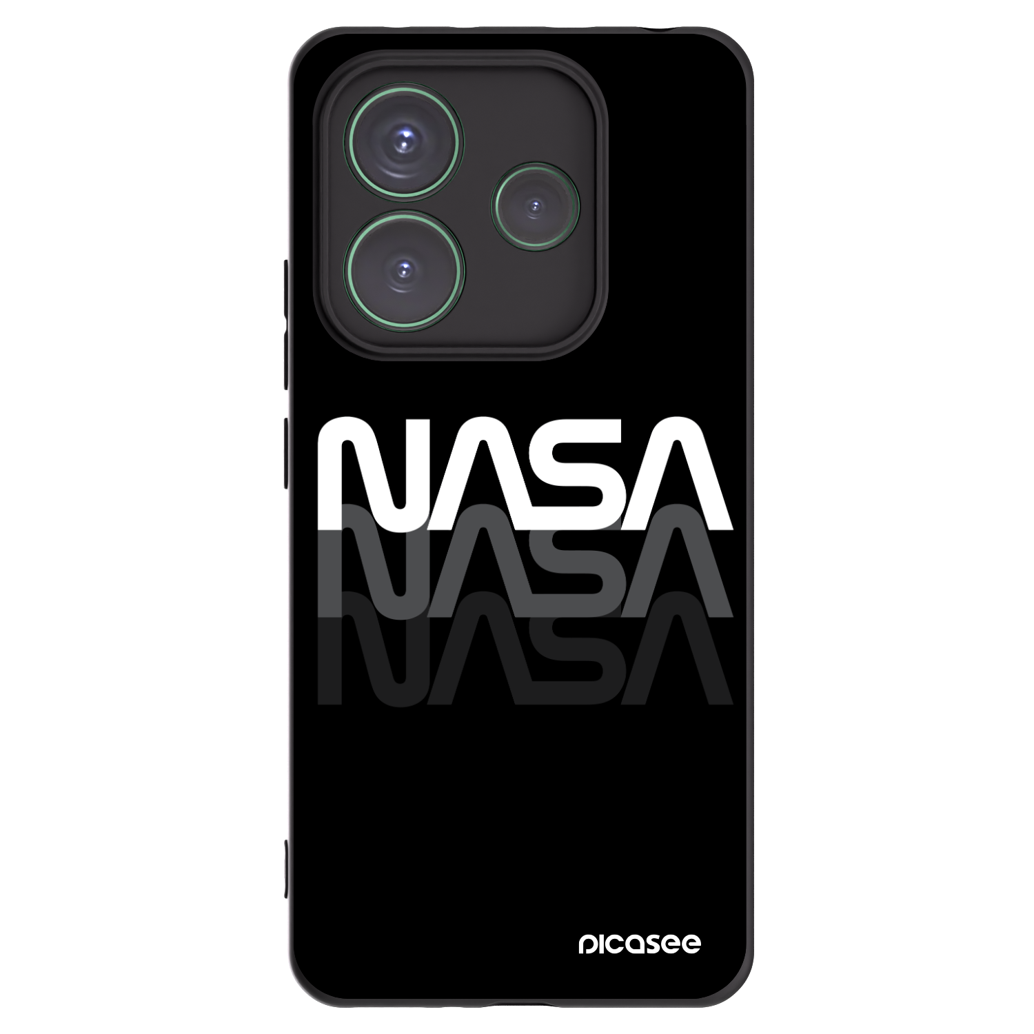 Picasee silikonowe czarne etui na Xiaomi Redmi Note 14 5G - NASA Triple
