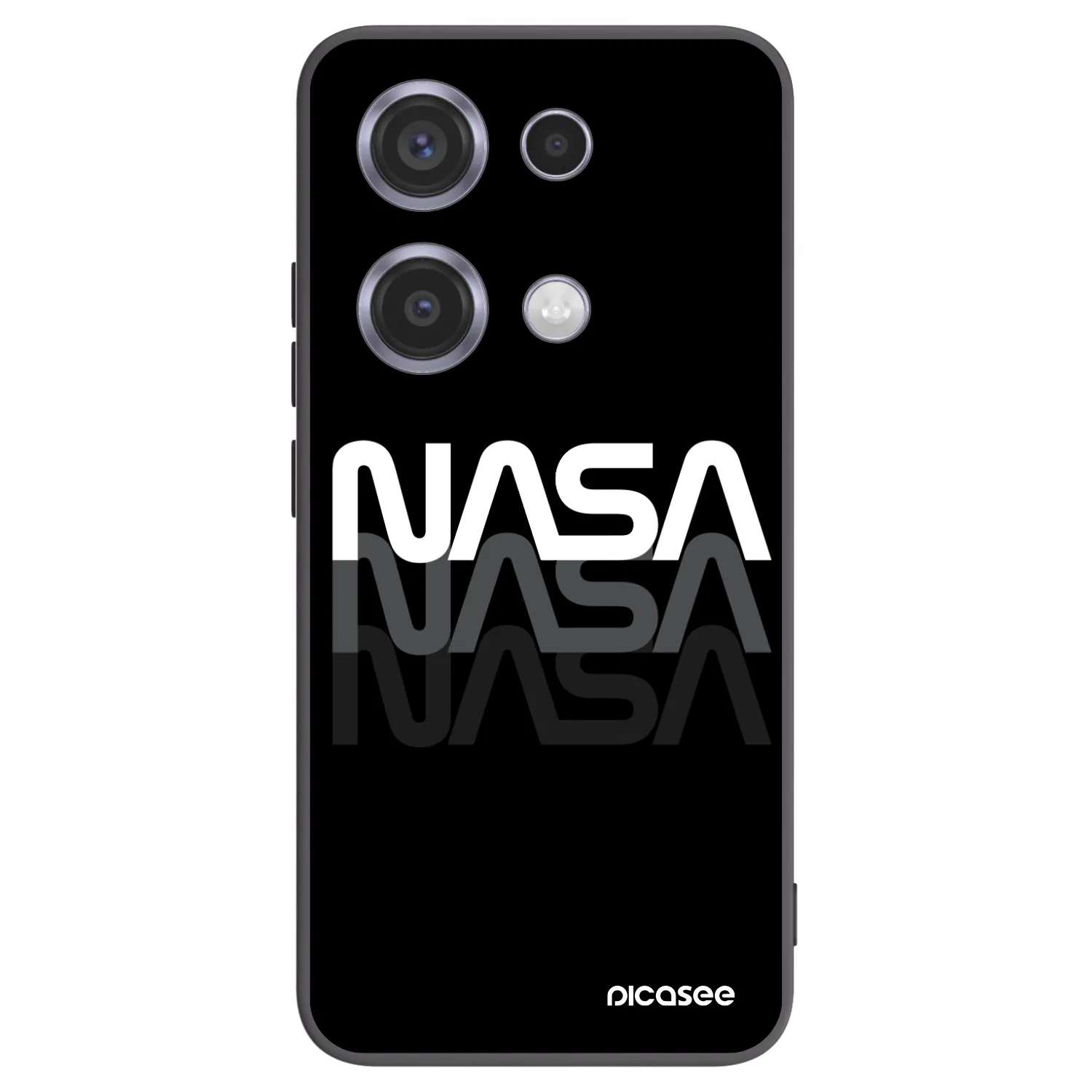 Picasee silikonowe czarne etui na Xiaomi Redmi Note 14S - NASA Triple