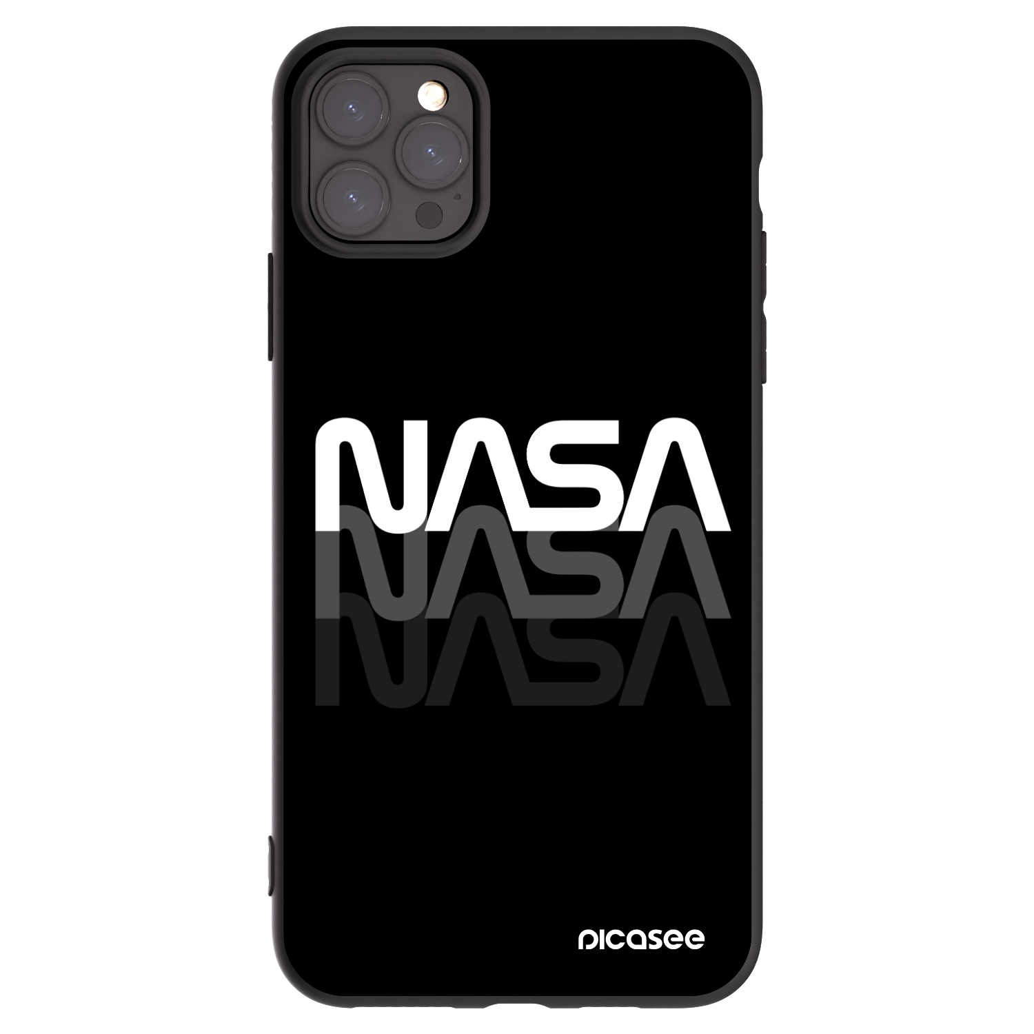 Picasee silikonowe czarne etui na Apple iPhone 11 Pro Max - NASA Triple