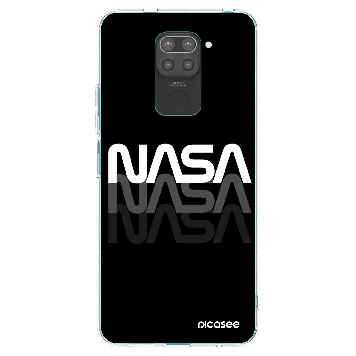 Picasee silikonowe czarne etui na Xiaomi Redmi Note 9 - NASA Triple