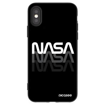 Picasee silikonowe czarne etui na Apple iPhone X/XS - NASA Triple