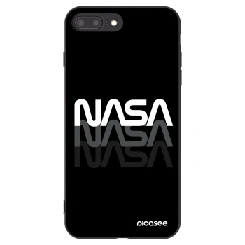 Picasee silikonowe czarne etui na Apple iPhone 8 Plus - NASA Triple