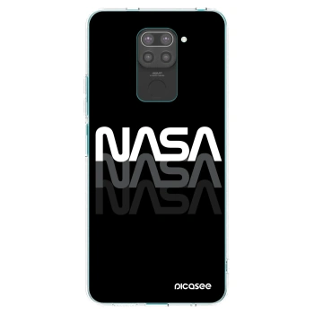 Picasee silikonowe czarne etui na Xiaomi Redmi Note 9 - NASA Triple