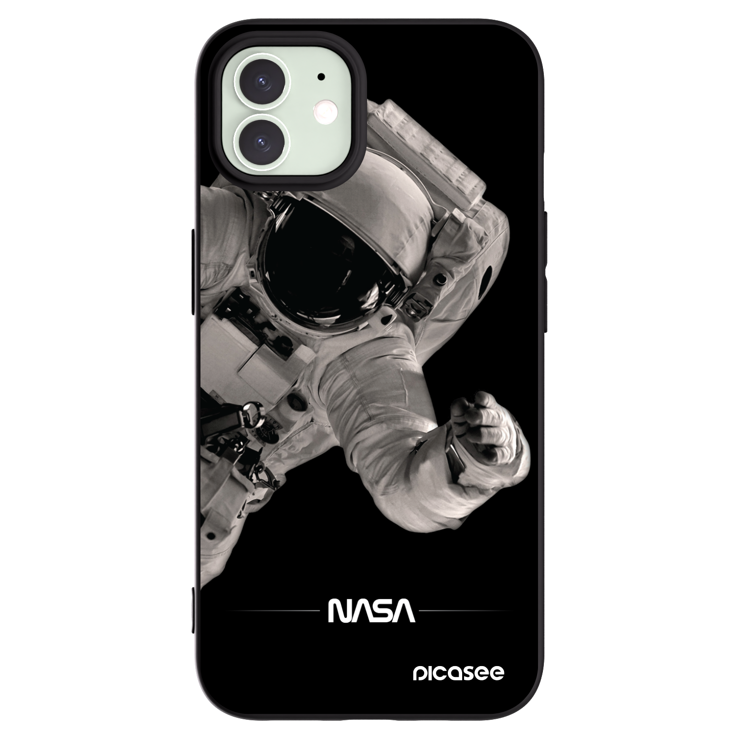 Picasee silikonowe czarne etui na Apple iPhone 12 - Astronaut Big