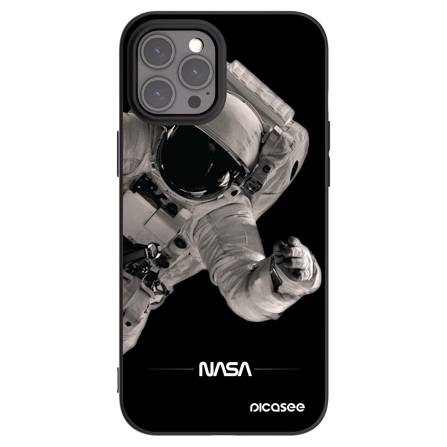 Picasee silikonowe czarne etui na Apple iPhone 12 Pro Max - Astronaut Big