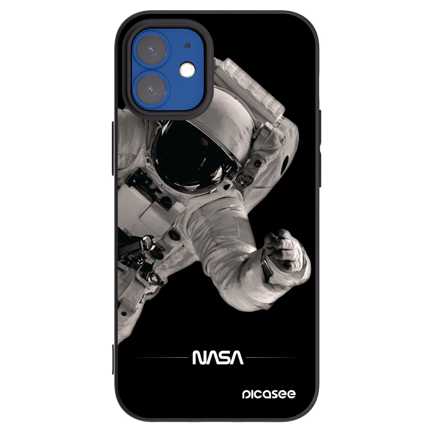 Picasee silikonowe czarne etui na Apple iPhone 12 mini - Astronaut Big