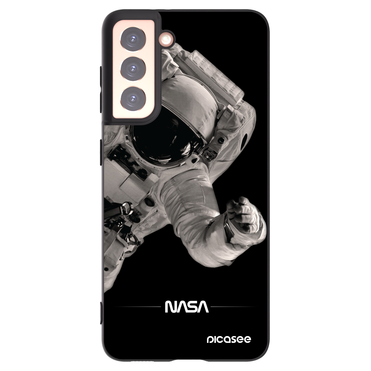 Picasee silikonowe czarne etui na Samsung Galaxy S21 5G G991B - Astronaut Big