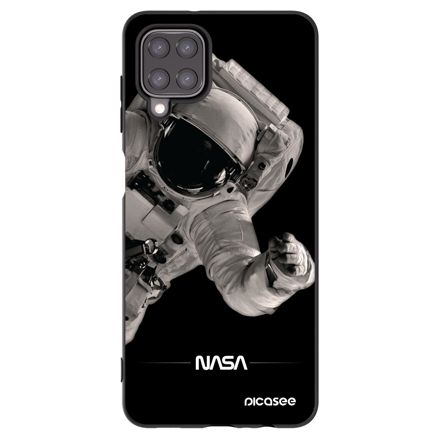 Picasee silikonowe czarne etui na Samsung Galaxy A12 A125F - Astronaut Big