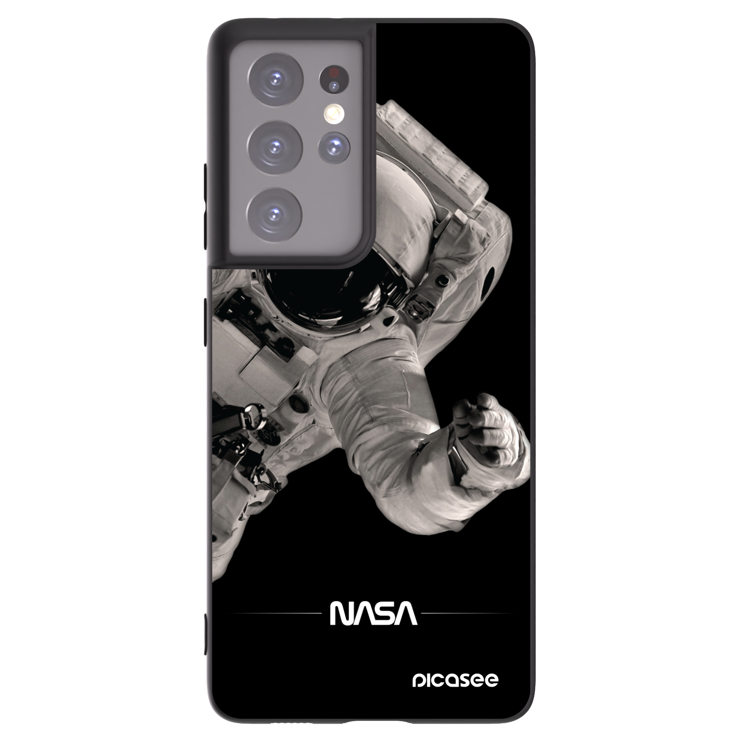 Picasee silikonowe czarne etui na Samsung Galaxy S21 Ultra 5G G998B - Astronaut Big