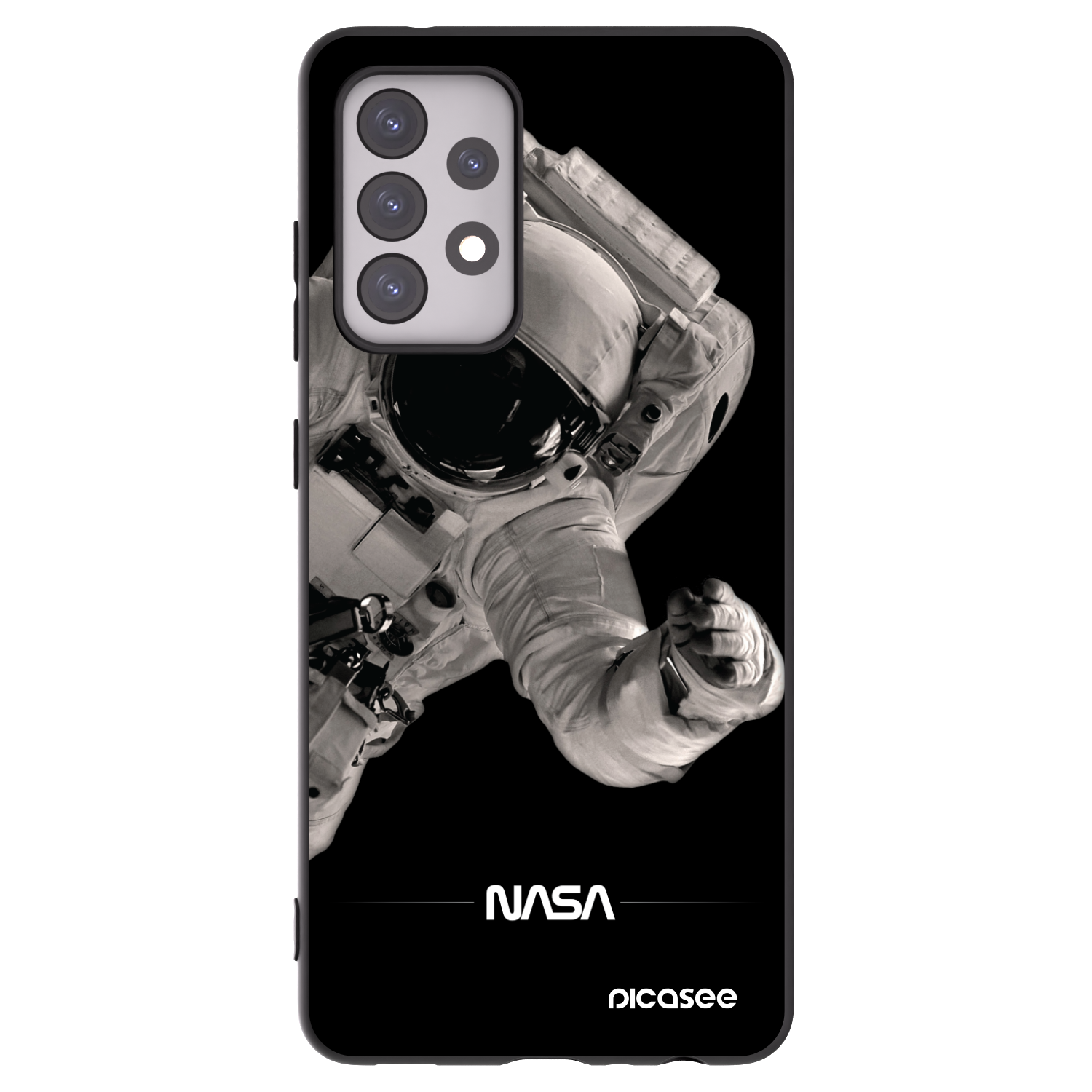 Picasee silikonowe czarne etui na Samsung Galaxy A52 5G A525F - Astronaut Big