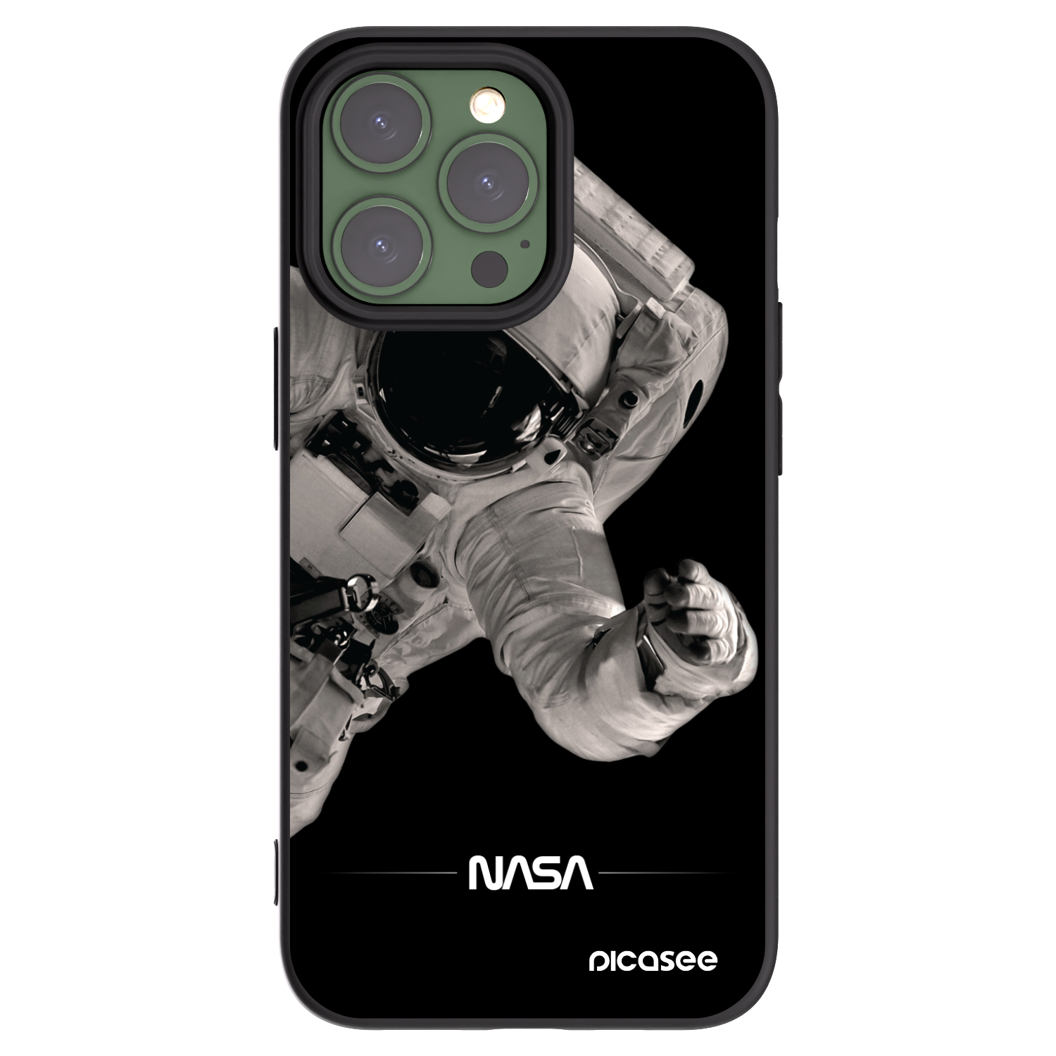 Picasee silikonowe czarne etui na Apple iPhone 13 Pro - Astronaut Big