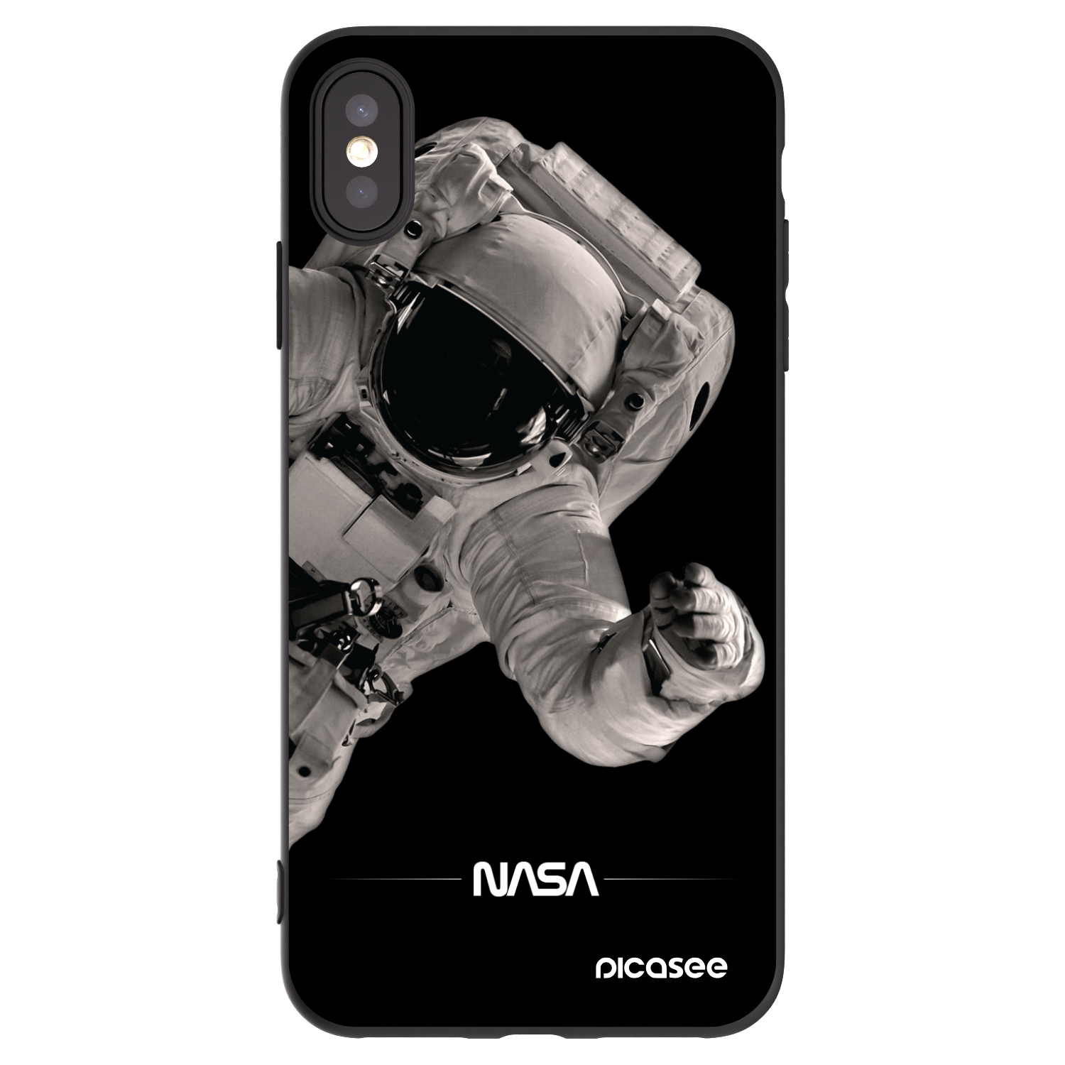 Picasee silikonowe czarne etui na Apple iPhone XS Max - Astronaut Big
