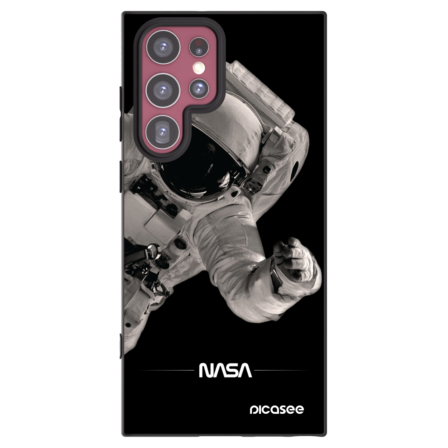Picasee silikonowe czarne etui na Samsung Galaxy S22 Ultra 5G - Astronaut Big