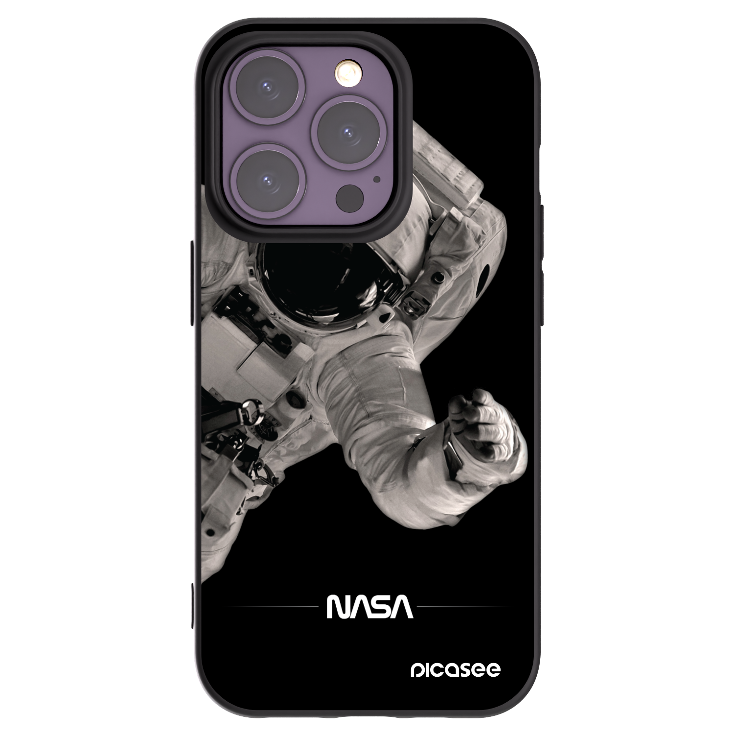 Picasee silikonowe czarne etui na Apple iPhone 14 Pro - Astronaut Big