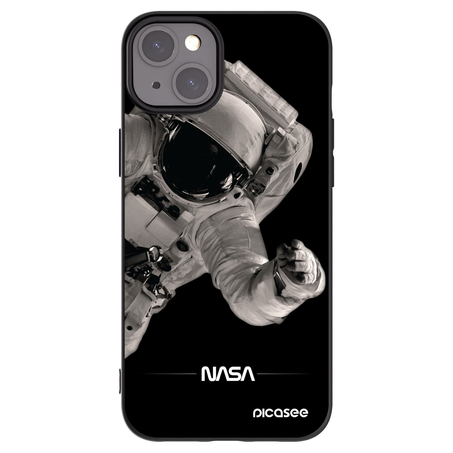 Picasee silikonowe czarne etui na Apple iPhone 15 Plus - Astronaut Big