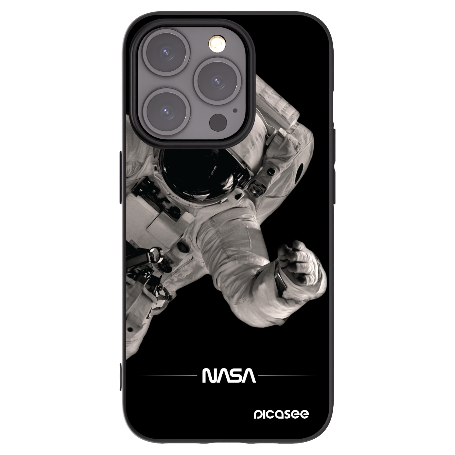 Picasee silikonowe czarne etui na Apple iPhone 15 Pro - Astronaut Big