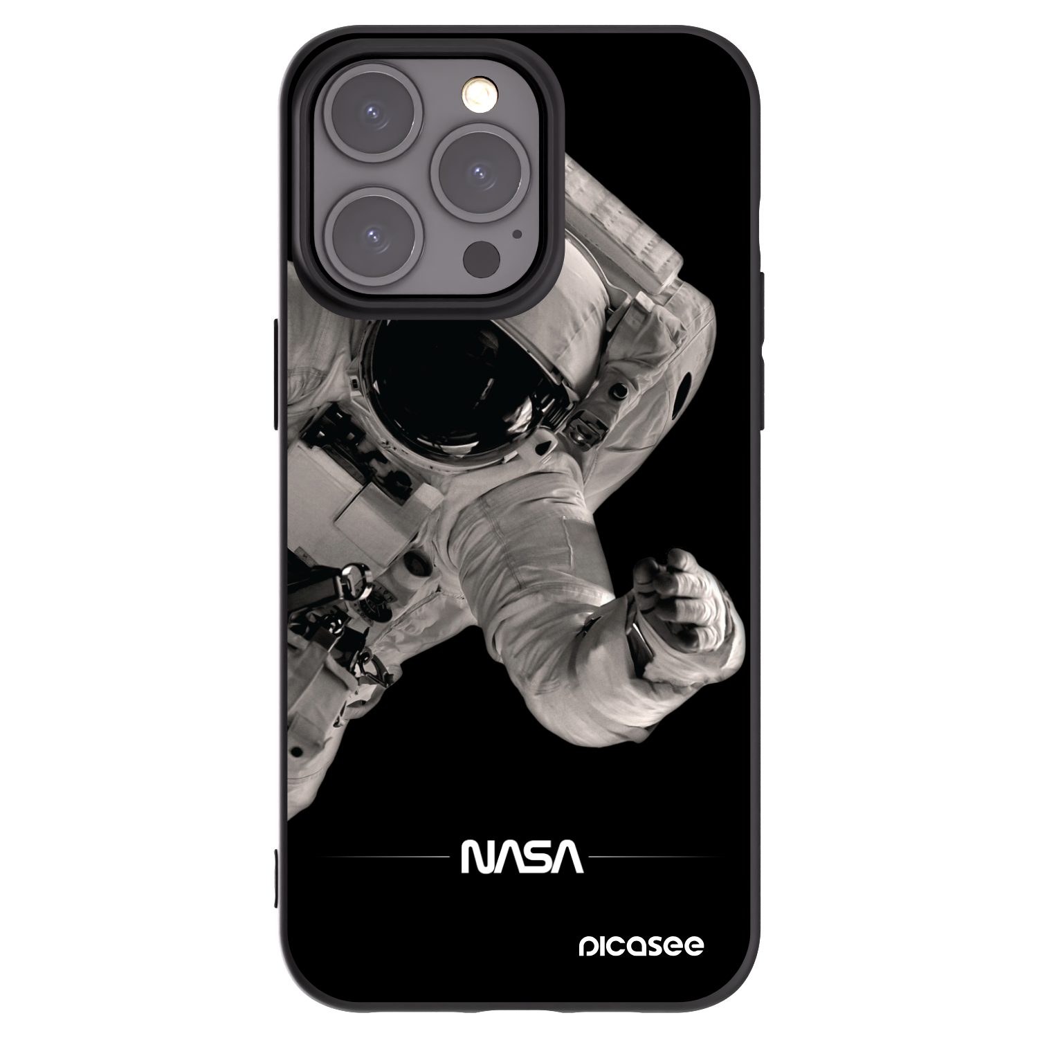 Picasee silikonowe czarne etui na Apple iPhone 15 Pro Max - Astronaut Big