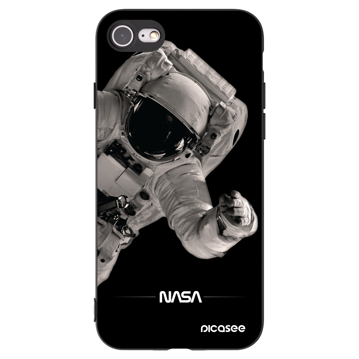 Picasee silikonowe czarne etui na Apple iPhone 7 - Astronaut Big