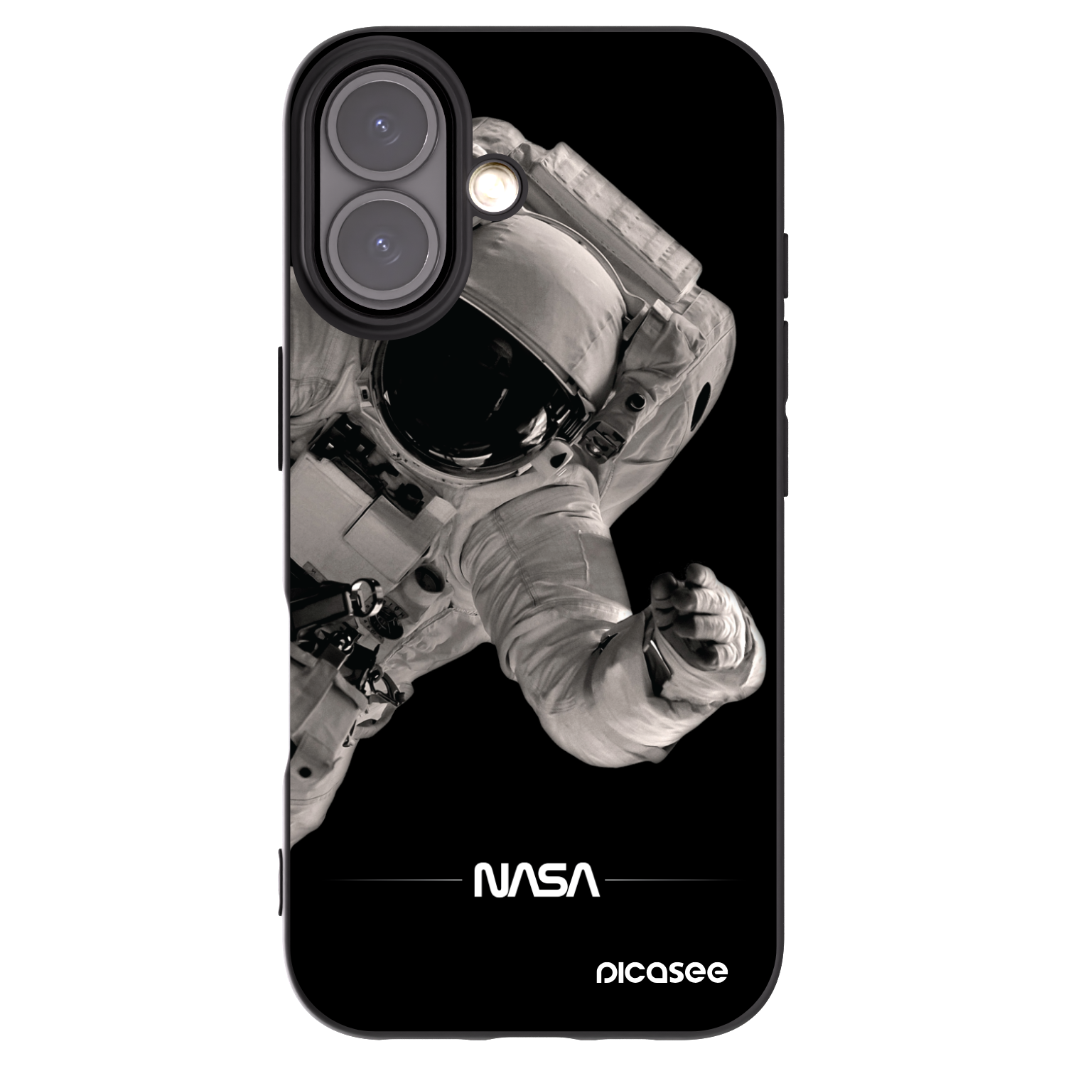 Picasee silikonowe czarne etui na Apple iPhone 16 - Astronaut Big