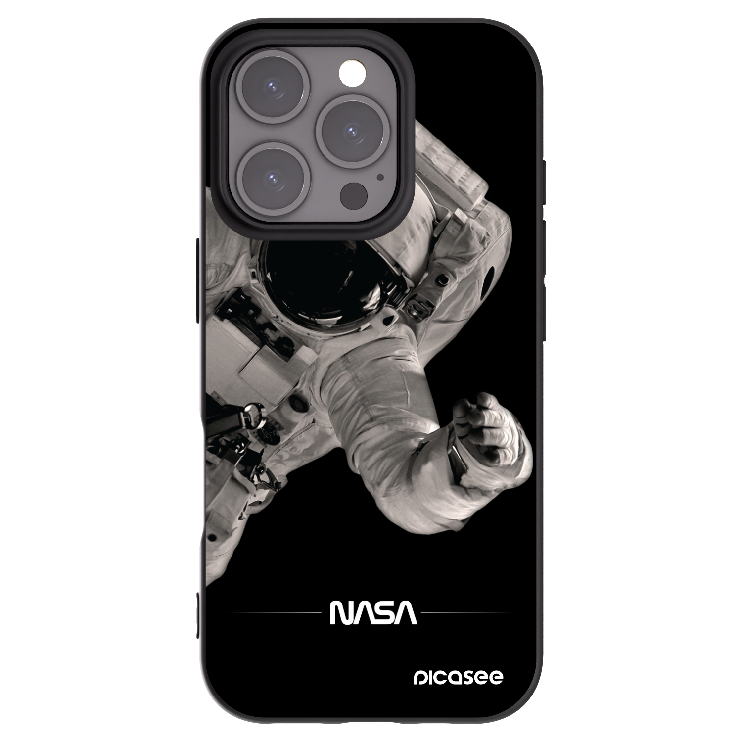 Picasee silikonowe czarne etui na Apple iPhone 16 Pro - Astronaut Big