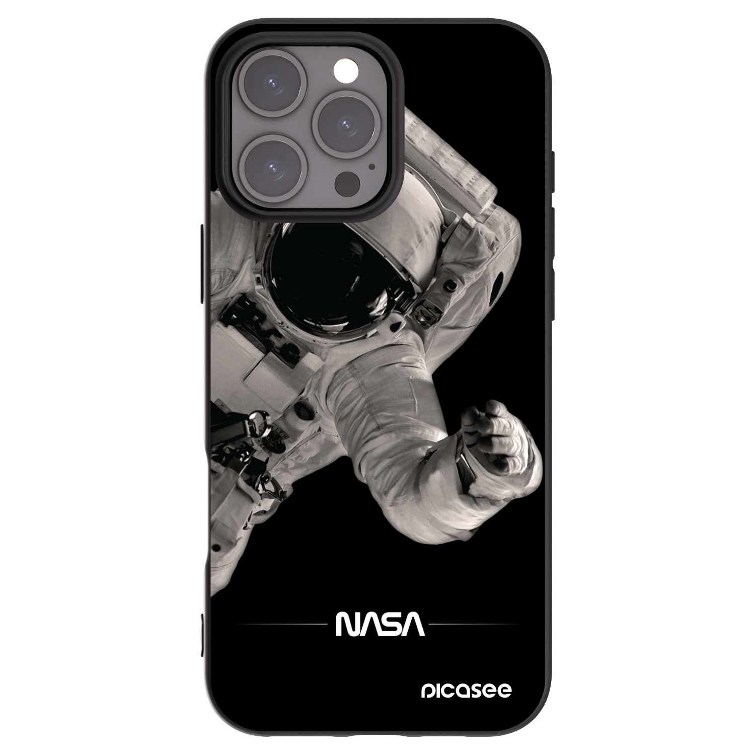 Picasee silikonowe czarne etui na Apple iPhone 16 Pro Max - Astronaut Big