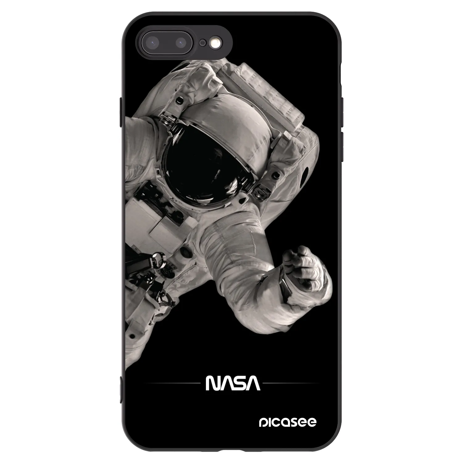 Picasee silikonowe czarne etui na Apple iPhone 8 Plus - Astronaut Big