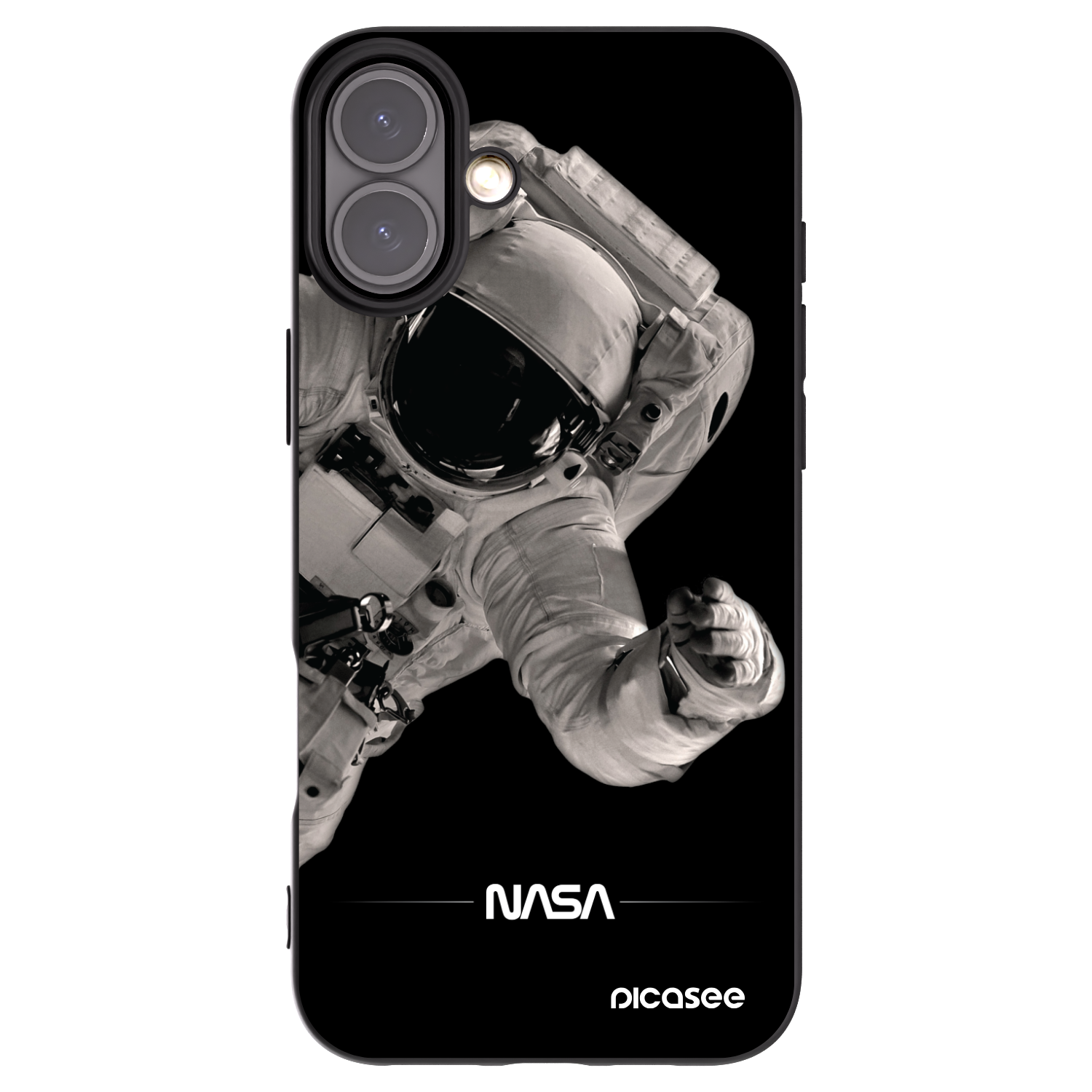 Picasee silikonowe czarne etui na Apple iPhone 16 Plus - Astronaut Big