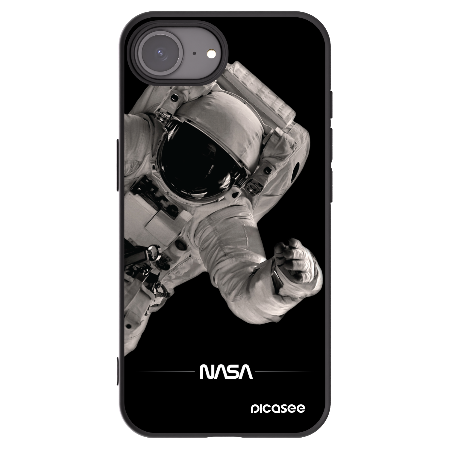 Picasee silikonowe czarne etui na Apple iPhone 16e - Astronaut Big