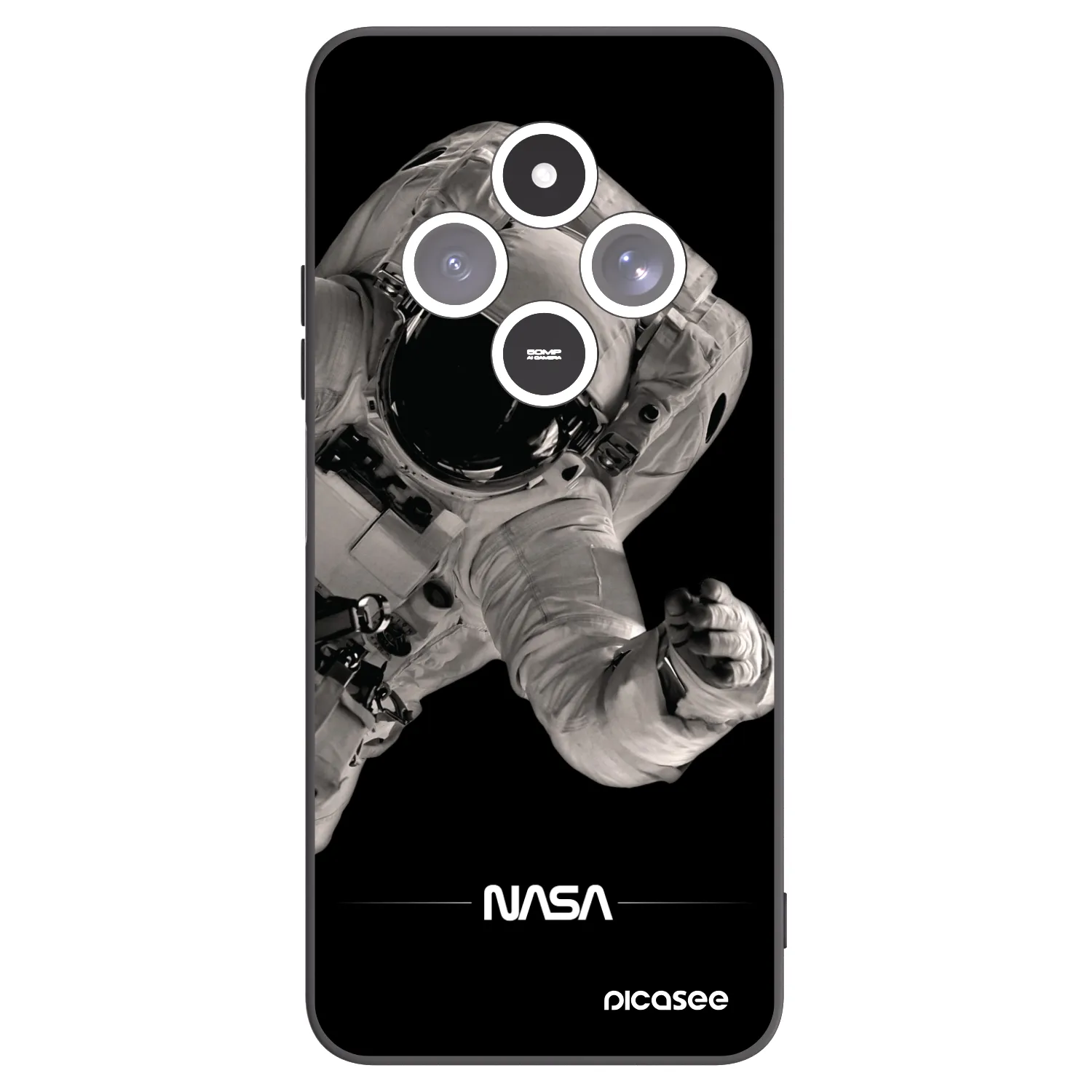 Picasee silikonowe czarne etui na Xiaomi Redmi 14C - Astronaut Big