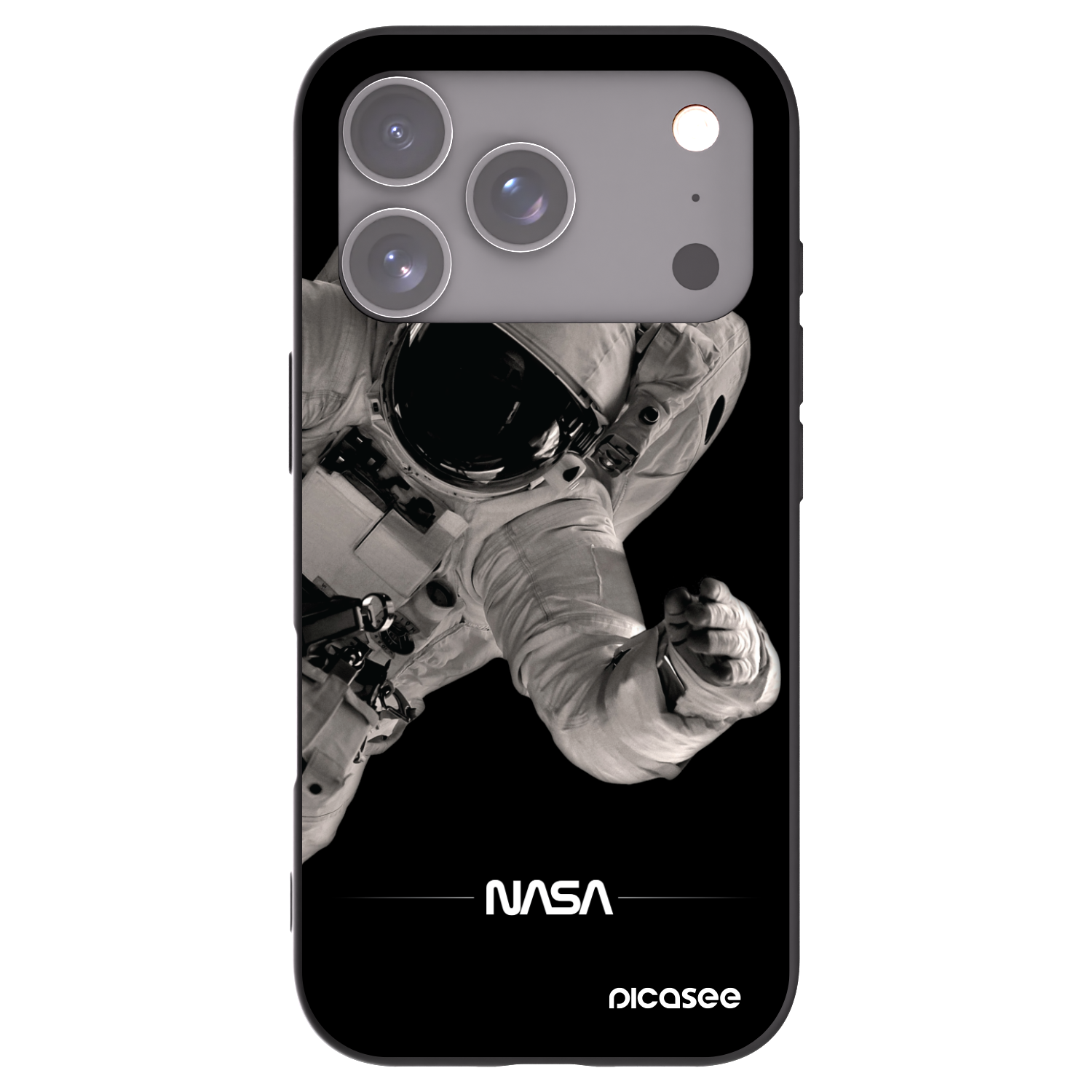 Picasee silikonowe czarne etui na Apple iPhone 17 Pro - Astronaut Big