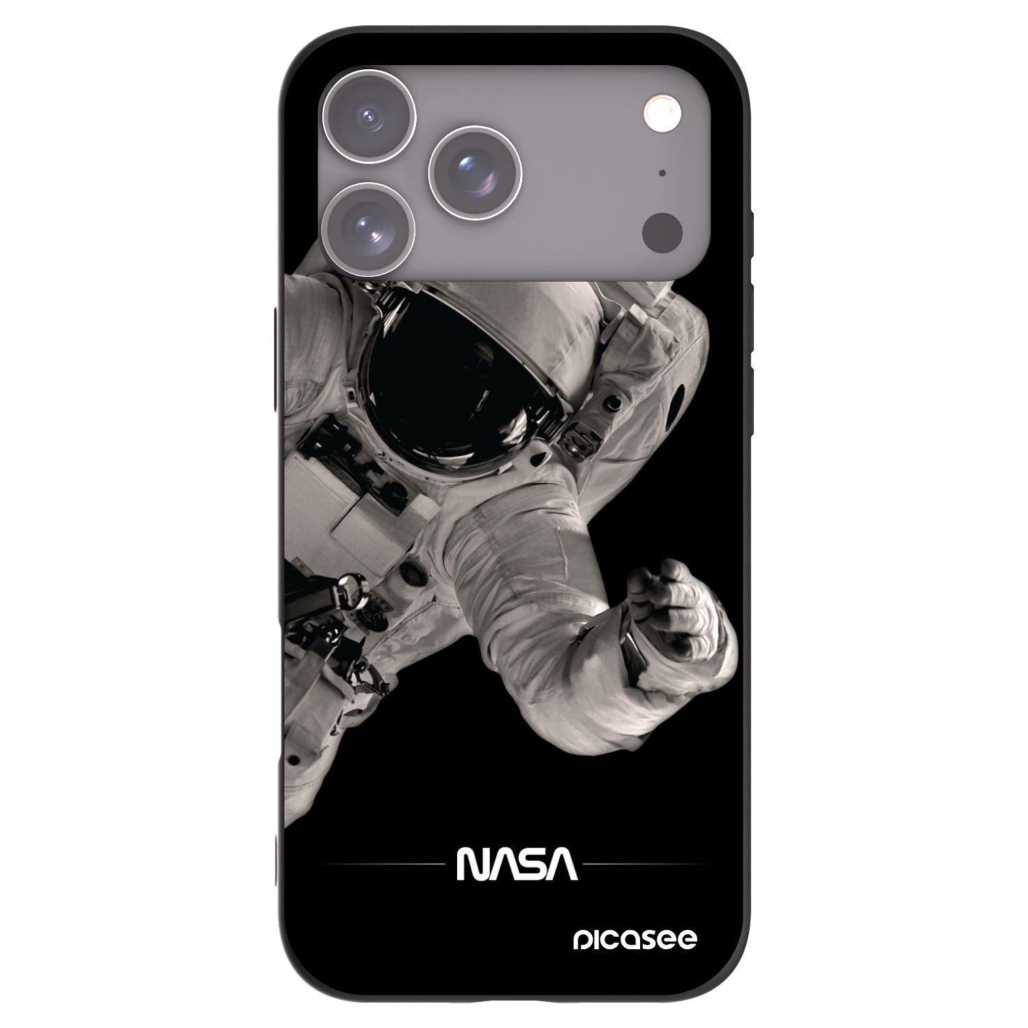 Picasee silikonowe czarne etui na Apple iPhone 17 Pro Max - Astronaut Big